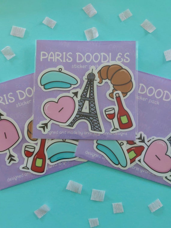 Paris Themed Sticker Pack | Waterproof Vinyl Stickers | Sticker Pack | Paris Stickers | Laptop Sticker | Phone Case Sticker Il_570xn