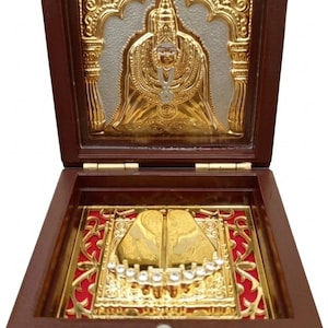 Temple de poche Tulja Bhavani plaqué or, mini idole Mandir de la déesse Durga Bhavani