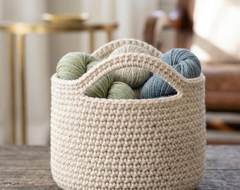 Patrón PDF de cesta de ganchillo / Bolsa de almacenamiento hecha a mano ideal para principiantes / Decoración bohemia personalizable para el hogar / Descarga digital