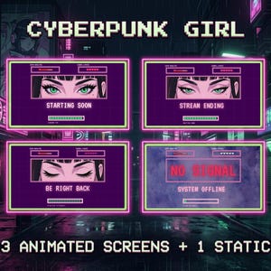 Neon Retro Stream Overlay Animated, Cyberpunk Gaming Screens, Twitch Package, VTuber Graphics, Starting Soon, Stream Ending