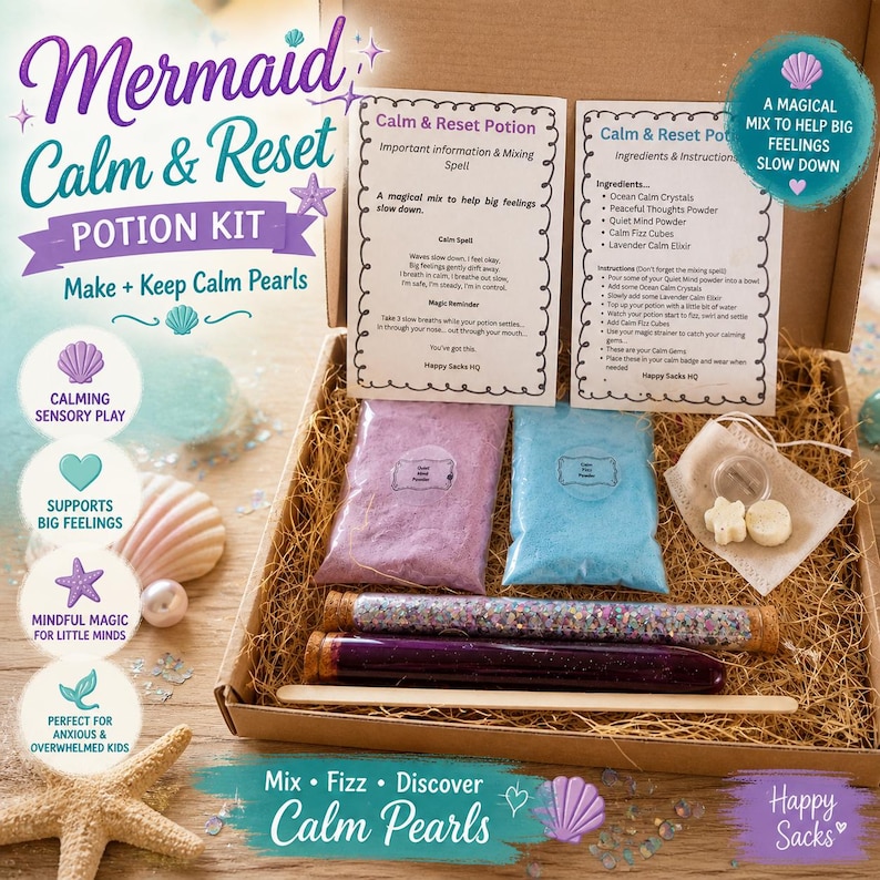 Mermaid Calm Potion Kit for Kids | Sensory Play Anxiety Relief Toy - Etsy