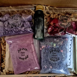 Kit de Poção de Fada para Crianças | Conjunto Mágico Sensorial com Pó de Fada, Gemas Efervescentes de Fada e Poção Líquida de Raio de Lua | Presente sem Telas