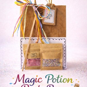 Paquete de 10 bolsas mágicas para fiestas / Kit de pociones para niños / Mezcla mágica para manualidades, regalo para juegos sensoriales, alternativa a las bolsas de fiesta.