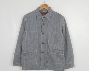 Hickory Stripe Denim Button Jacket