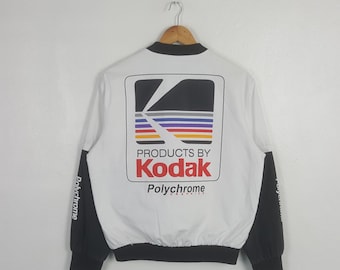 Vintage Kodak Bomberjacke mit Retro-Polychrom-Grafiken
