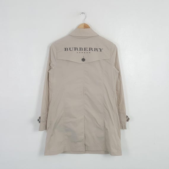 Vintage Burberry London Beige Trench Jacket Designer Outerwear Custom Logo