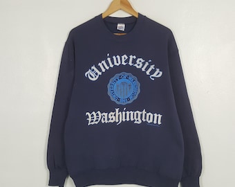 Vintage 80s University of Washington Crewneck Sweatshirt UW Huskies College Graphic