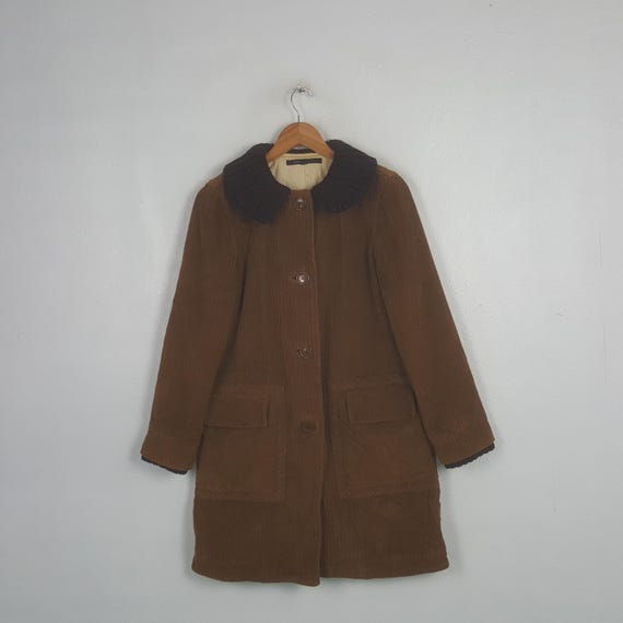 Marc Jacobs, Vintage Marc Jacobs Brown Corduroy Knit Collar Long Coat Jacket