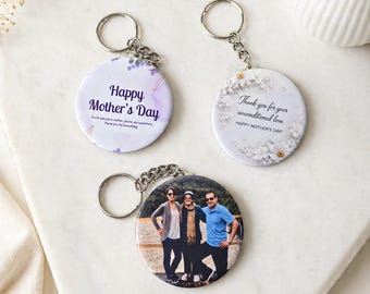 Custom Photo Keychain – Mother's Day Gift, Personalized Name Tag, 2.25'' Round