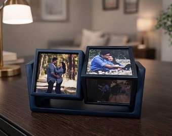 Double Rotating 3D Cube Frame (Holds 8 Photo Magnets - 2.5x2.5in.)