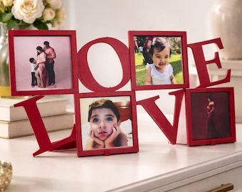 LOVE Photo Frame – Holds 4 - 2.5x2.5in Magnets, PLA Filament Décor
