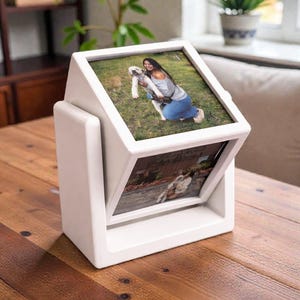 Rotating 3D Cube Frame (Holds 4 Photo Magnets 2.5x2.5 in.)