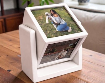 Rotating 3D Cube Frame (Holds 4 Photo Magnets 2.5x2.5 in.)