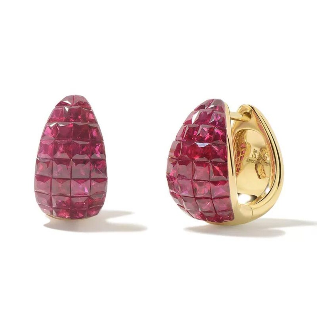 14K Gold Ruby Red Ear Jackets, Italian Renaissance Earrings - Etsy