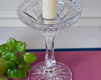 Vintage Gorham King Edward Lead Crystal Taper Candle Holder - 6" Fluted Rim