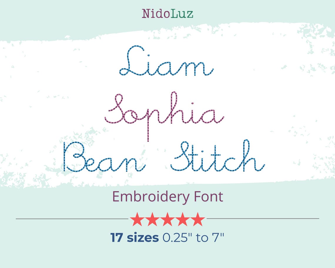 Bean Stitch Embroidery Font BX | Baby Name Alphabet | Numbers & Symbols ...