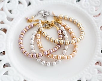 SWAROVSKI parelarmband Ivoor bruidsarmband Crème parelarmband SWAROVSKI Bruidsparels Sieraden Vergulde armband bruid 765