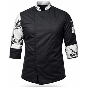 Patterned Chef Jacket, Unisex Professional Kitchen Uniform, Personalized Embroidery Included
