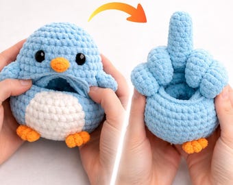 Flip the Bird Crochet Pattern, Reversible Amigurumi Bird PDF, Funny Crochet Toy, Double Sided Sassy Bird, Beginner Friendly DIY Gift