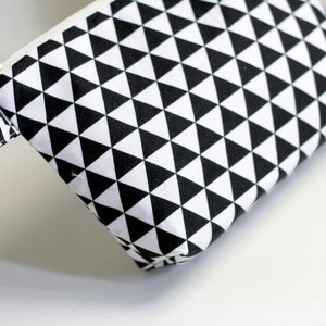 Black and White Triangle Pouch, make up pouch, multipurpose pouch image 3