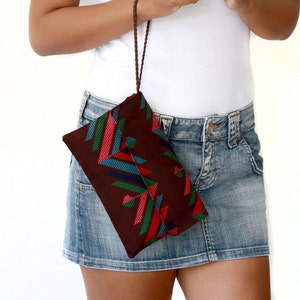 Tribal Envelope Clutch, Brown Clutch Purse image 3