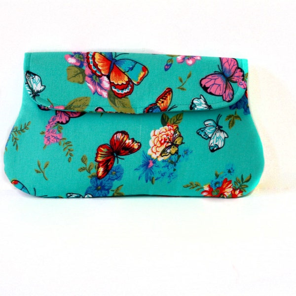 Butterfly Clutch Turquoise, casual clutch, summer clutch