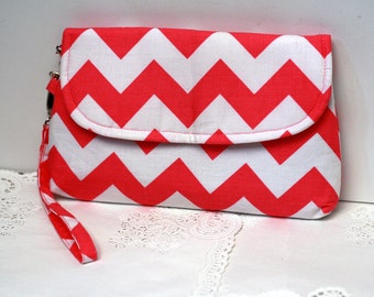 Pink Chevron Clutch, Padded Clutch, Iphone clutch