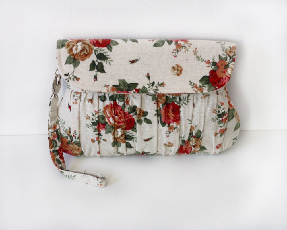 Beige Floral Clutch Shabby Chic Garden Wedding Clutch - Etsy