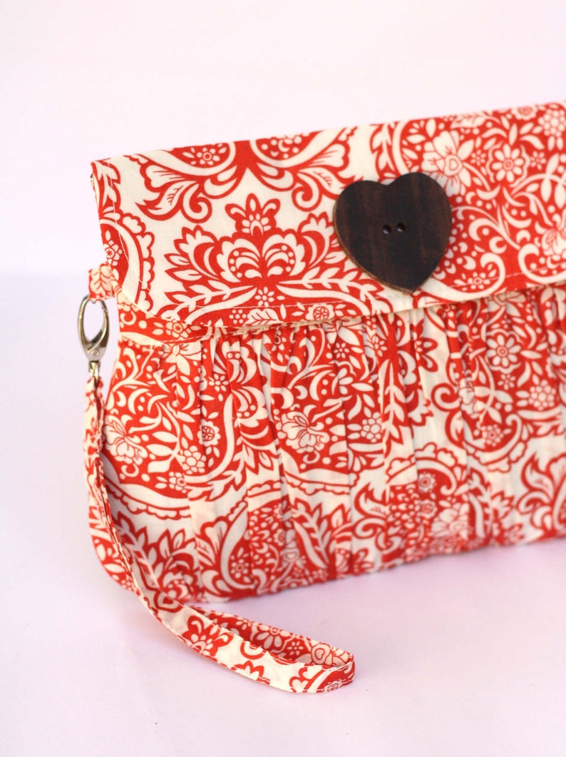 orange and white purse