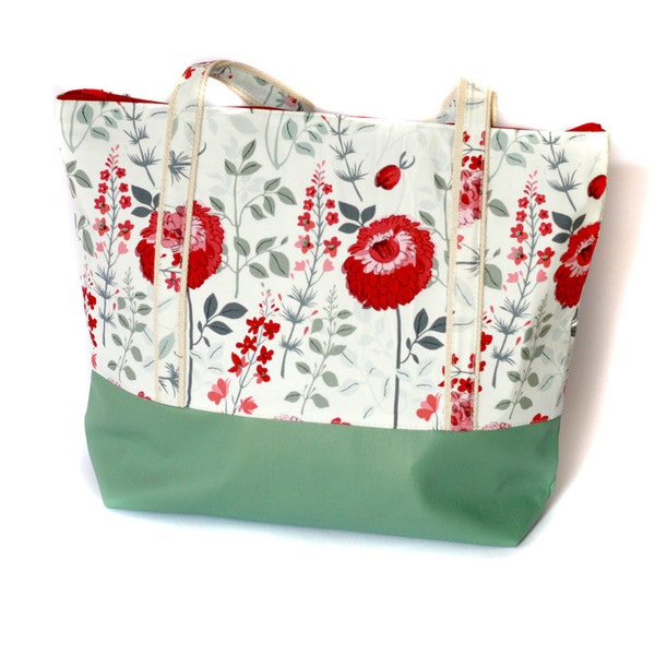 Best Diaper Bags for moms, mint green and floral tote bag, mothers bag, trendy diaper bags