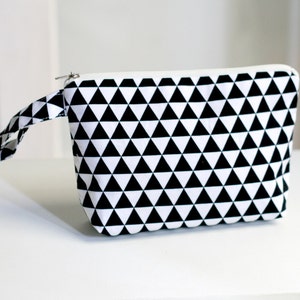 Black and White Triangle Pouch, make up pouch, multipurpose pouch image 2