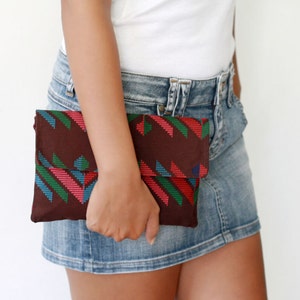 Tribal Envelope Clutch, Brown Clutch Purse image 2