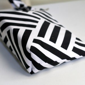 Geometric Pouch , Black and White, cosmetic bag / make up pouch organizer image 4