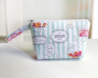 Zipper Pouch, multi use pouch, cosmetic case, sweet candy shop