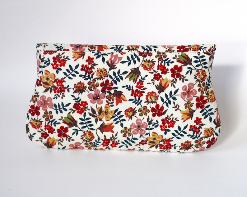 Floral clutch, Bridesmaid gift, bridesmaid clutches, simple cotton clutch, fall wedding clutch image 3