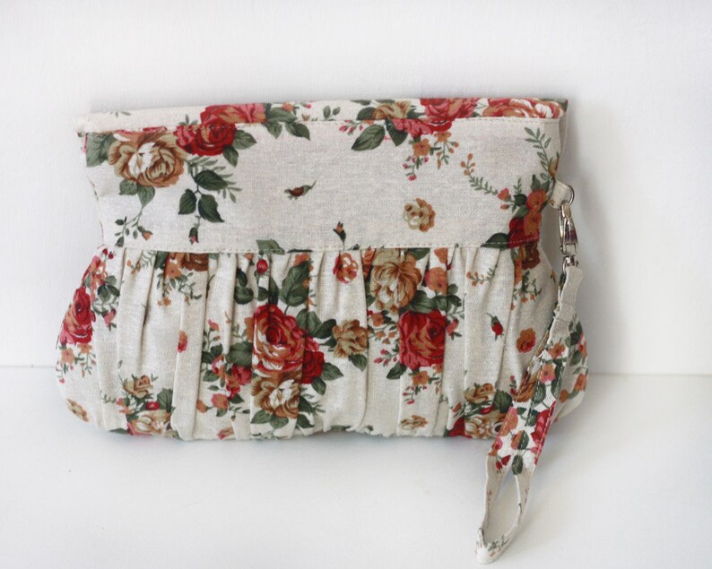 Beige Floral Clutch Shabby Chic Garden Wedding Clutch - Etsy