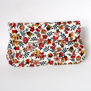 Floral clutch, Bridesmaid gift, bridesmaid clutches, simple cotton clutch, fall wedding clutch image 1