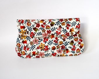 Floral clutch, Bridesmaid gift, bridesmaid clutches, simple cotton clutch, fall wedding clutch