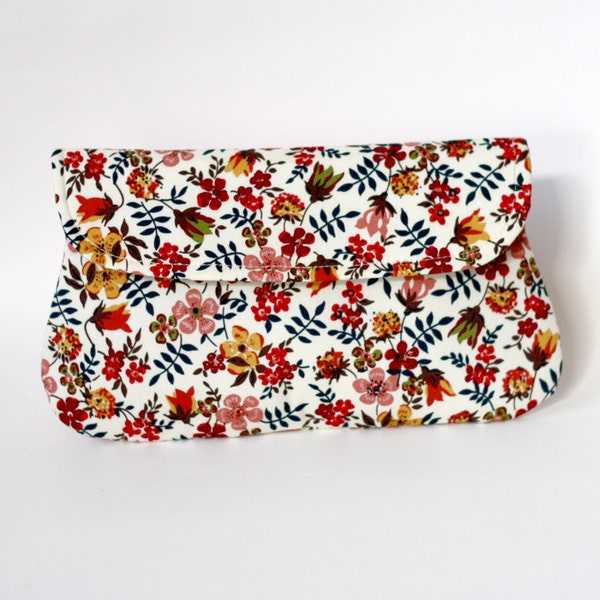 Floral clutch, Bridesmaid gift, bridesmaid clutches, simple cotton clutch, fall wedding clutch