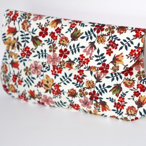 Floral clutch, Bridesmaid gift, bridesmaid clutches, simple cotton clutch, fall wedding clutch image 2
