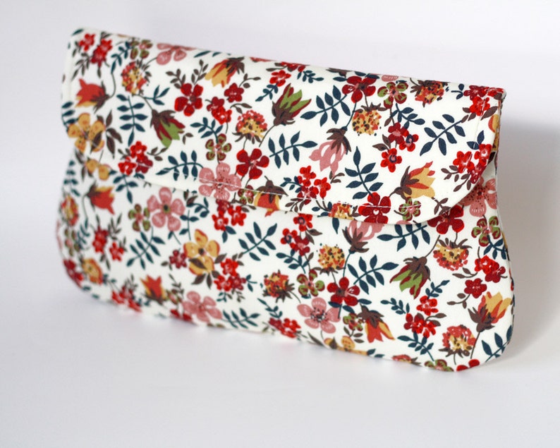 Floral clutch, Bridesmaid gift, bridesmaid clutches, simple cotton clutch, fall wedding clutch image 2