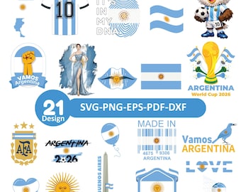 Argentina SVG Bundle 21 Designs SVG, Argentina Football Shirt, Argentina Flag PNG, Argentina Clipart for Cricut,