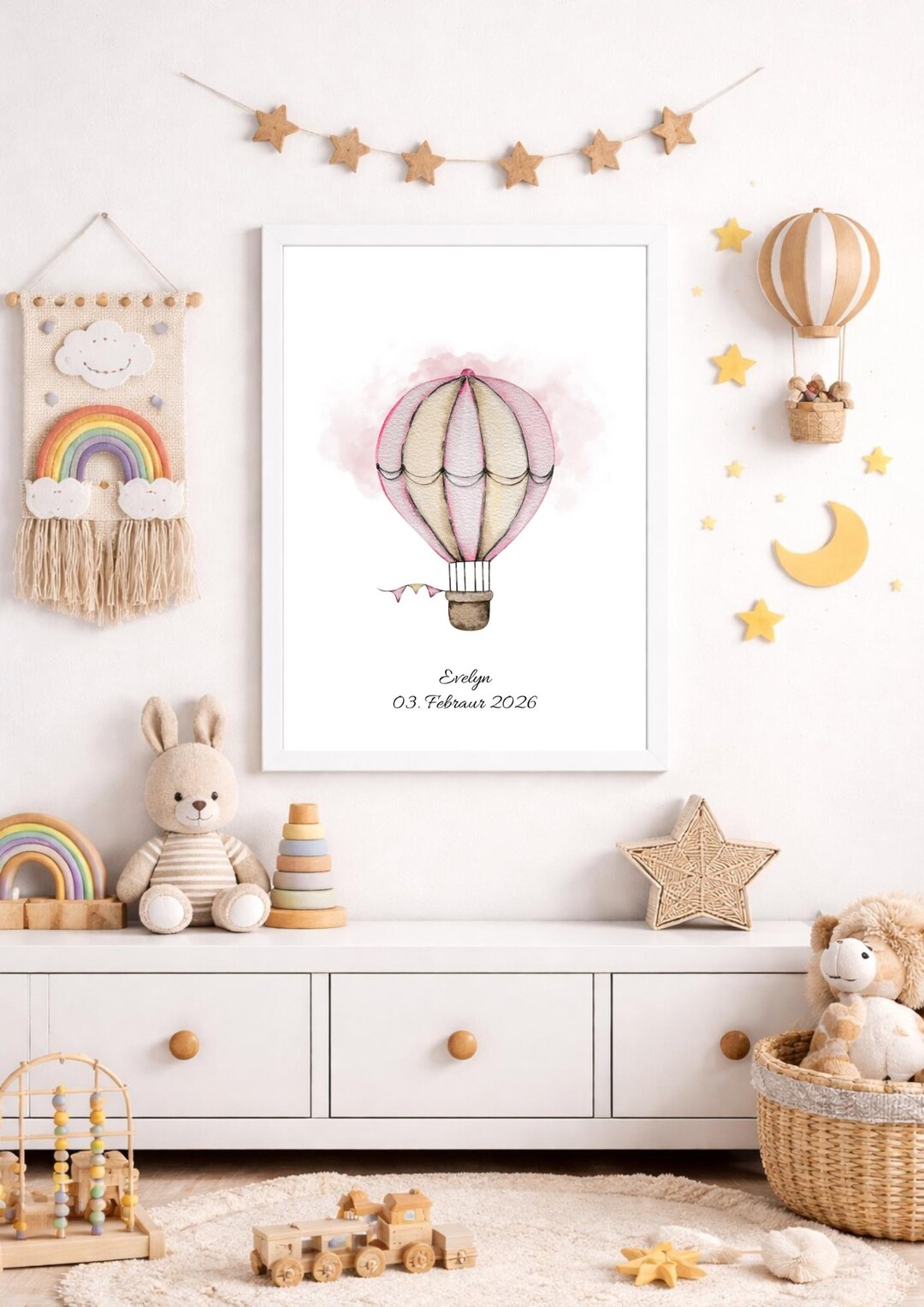 Personalized Baby Balloon Poster With Name & Date of Birth | Nursery ...