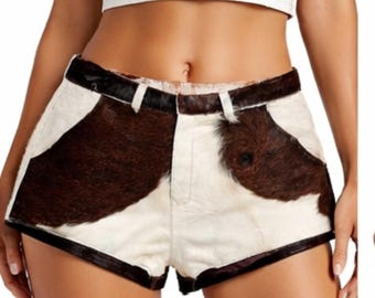 Women's Cow Print High Waist Mini Shorts – Western Rodeo Festival Style