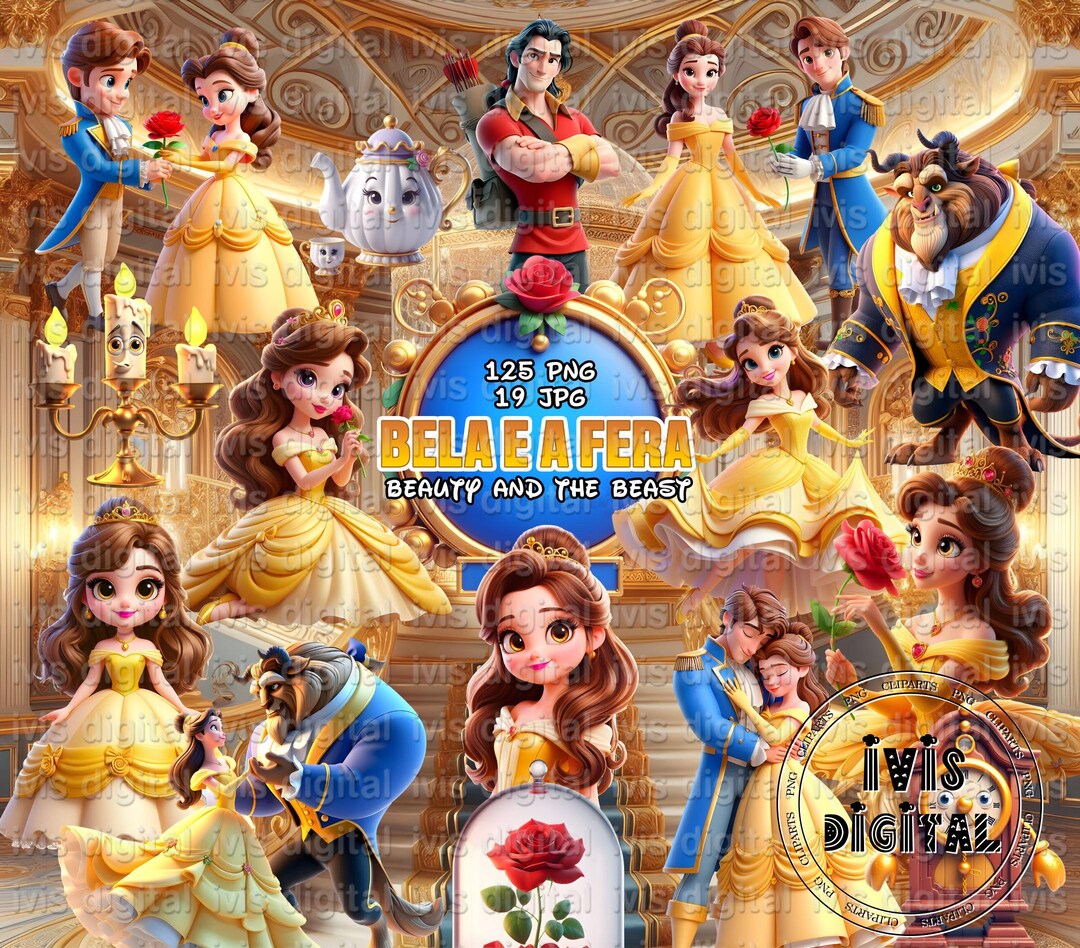 Beauty and the Beast Clipart, Princess Belle Png - Etsy