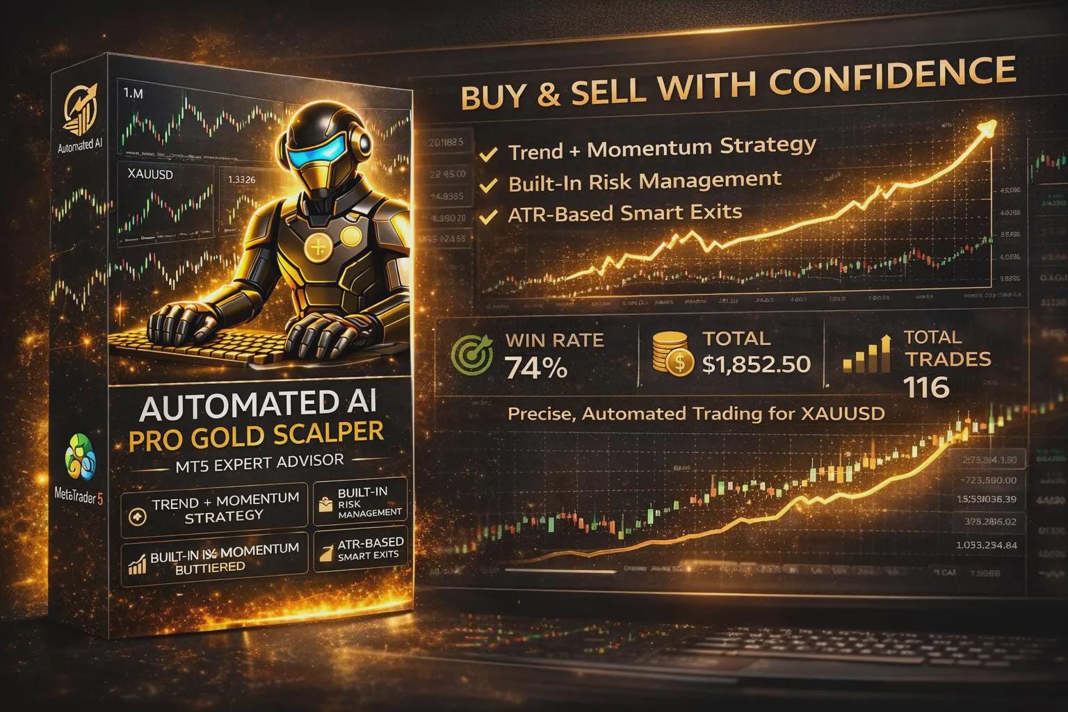 Automated AI Pro Gold Scalper MT5 EA | XAUUSD Trading Bot | Gold ...
