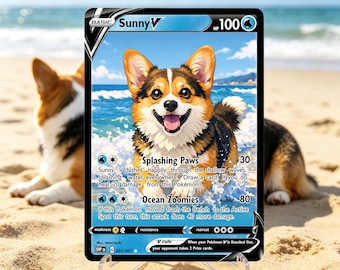 Custom Pet Trading Card | Personalised Dog Cat Holographic Collector Card | Pet Photo Gift | Custom Card | Easter Gifts for Pet Lovers