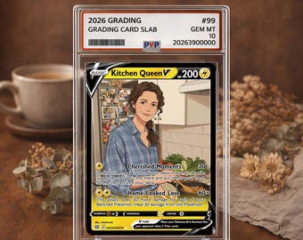 Custom Mom V Card from Photo, Personalized Anime Art Mother's Day Gift, Photo to Anime Portrait, Holographic Foil, Unique Keepsake for Her