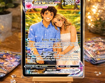 Custom Couple Anime Portrait Collector Card, Personalised Custom Trading Card Holographic, Unique Anniversary Valentine Gift for Him/Her
