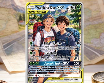 Custom Best Graded Slab Custom Trading Card, Personalized Anime Hiking Adventure Trading Card, Unique Friendship Gift for Best Travel Buddy